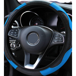 Alfanxi Housse de volant de voiture en alcantara italien cousu à la main  pour Ford Edge/Fusion/Fusion Energi/Fusion Hybrid (Alcantara bleu avec pois