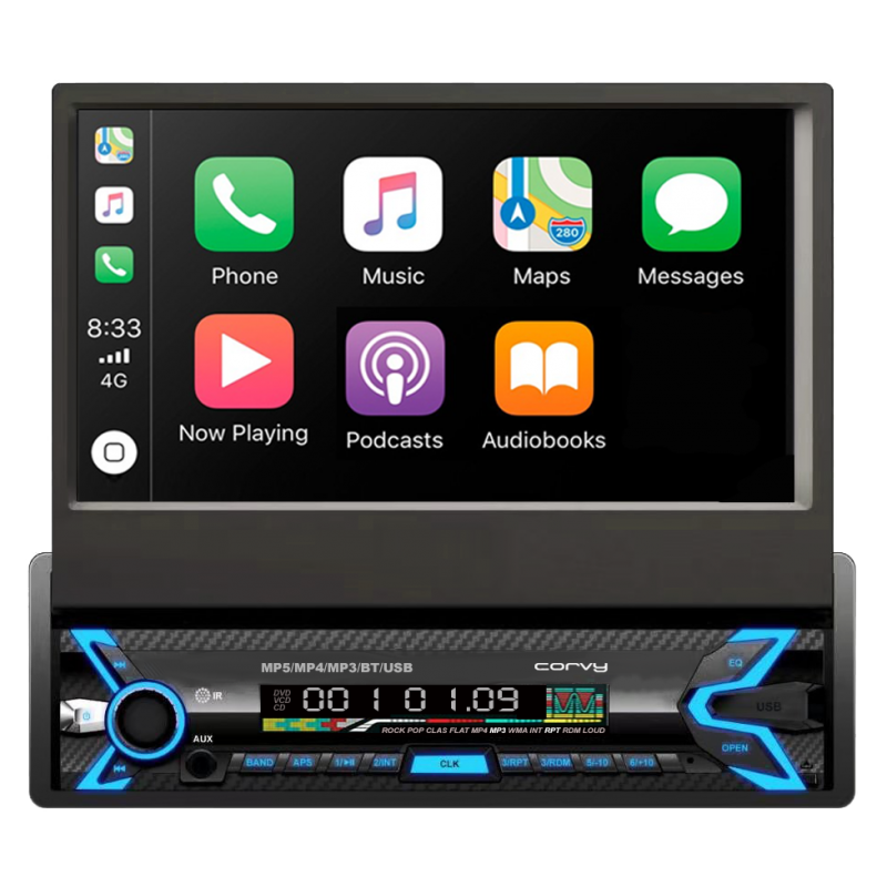 Radio 1 din Android con pantalla táctil capacitiva de 7 . Con carátula  extraíble y pantalla motorizada